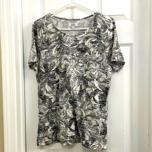 Croft & Barrow Green Floral Print Top Size Small